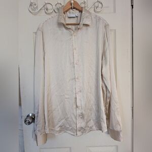 ASOS Champagne Satin Button Down Shirt XL